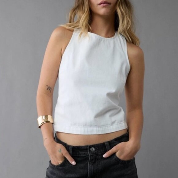 American Eagle Outfitters Tops - AE denim open back shirt